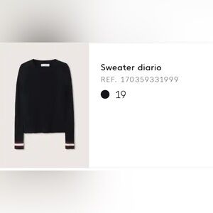 Mango Black Sweater with Burgundy and White Stripes